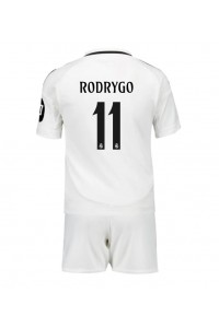 Fotbalové Dres Real Madrid Rodrygo Goes #11 Dětské Domácí Oblečení 2024-25 Krátký Rukáv (+ trenýrky)